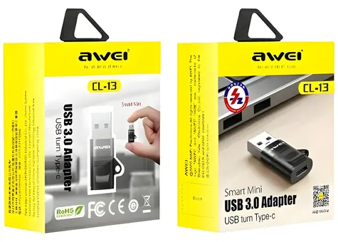 AWEI CL-13 schwarz / Adapter / USB-C - USB-A / USB 3.0 / 5 Gbit/s