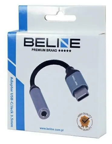 Beline Adapter USB-C - 3,5-mm-Klinkenanschluss, grau / Adapter / DAC-Chip / geflochtenes Nylon / 11,5 cm