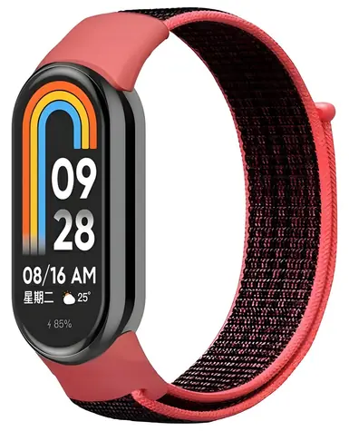 Beline NylonLoop Armband rot-schwarz / Armband / für XIAOMI SMART Band 8, 9, 10