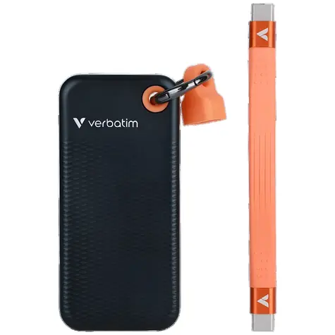 Verbatim Pocket SSD 512 GB schwarz/orange / Externe SSD / USB-C 3.2 Gen 2 / R: 1000 MB/s / Schreiben: 1000 MB/s