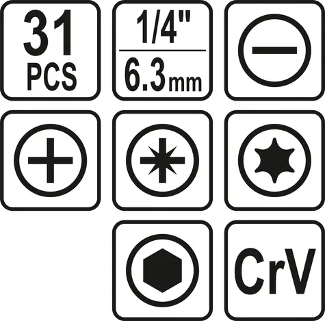 STHOR Bit-Set 1/4" 31-teilig / Bit-Set / 1/4" / 31-teilig
