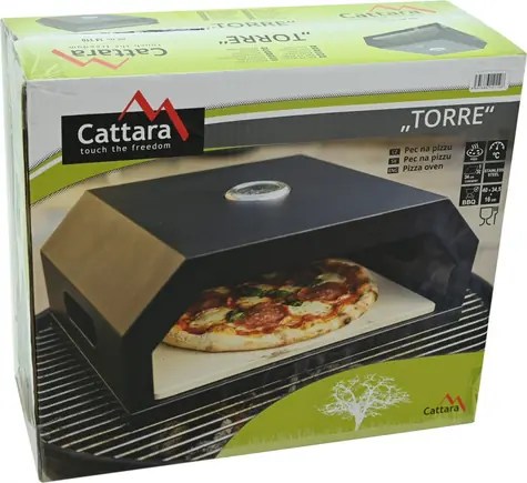 Cattara Pizzaofen TORRE / Edelstahl / Cordieritstein 34x30 cm / Thermometer / 40x34,5x16 cm