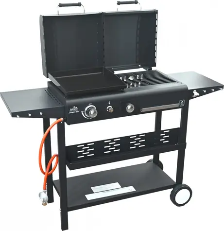 Cattara Grill DOMINO 2in1 Gas/Holzkohle / Grillrost (2x) 36 x 34 cm / Leistung 4,5 kW / Piezozündung