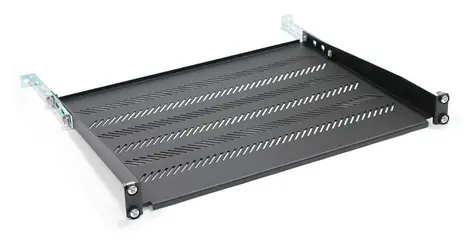 Rack-Einschub 1 HE 350 mm schwarz mit Justierung und Halterung / Rack-Einschub / 19" / Tiefe 350 mm
