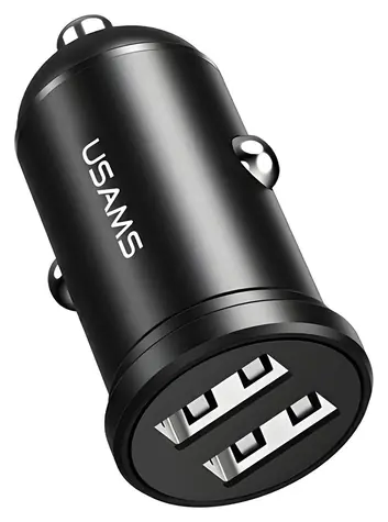 USAMS CC114 Mini-Autoladegerät schwarz / 2x USB / 2,4 A