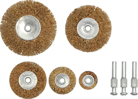 Vorel Drahtseitenbürsten-Set / Drahtbürste / 5-teilig / messingbeschichteter Draht