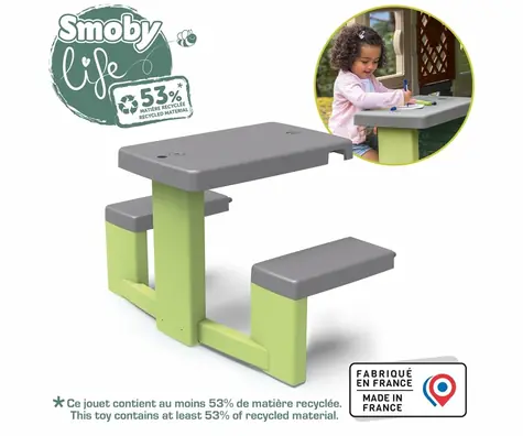 Smoby Life Hocker grün-grau / mit 2 Bänken / 81 × 54 × 49 cm / ab 2 Jahren
