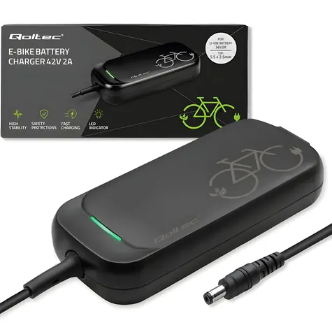 Ladegerät für E-Bikes und E-Scooter 36-42 V / Ladegerät / 2 A / Stecker 5,5 x 2,5 mm / wasserdicht