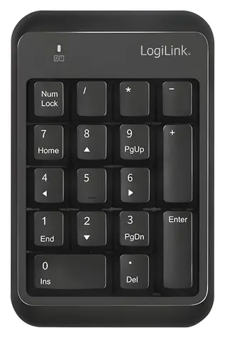 LogiLink numerische Tastatur Bluetooth 5.1 schwarz / Drahtlose numerische Tastatur / 17 Tasten / Reichweite 10 m