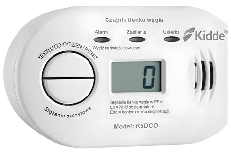 Kidde K5DCO / CO-Melder / LCD-Anzeige / 2x AA-Batterien / 85 dB Alarm / 10 Jahre Sensor