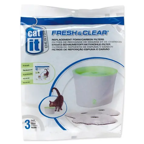 Catit Ersatz-Aktivkohle- und Schaumstofffilter für Fresh&Clear / Springbrunnenfilter / 3 Stück.