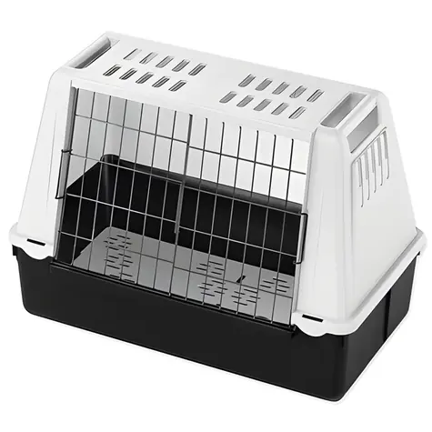 Ferplast Atlas Mini-Transportbox für Hunde und Katzen, grau / 72 x 41 x 51 cm / Tragkraft 10 kg / fürs Auto