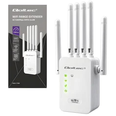 WLAN-Signalverstärker AC1200 / Repeater / Zugangspunkt / 6 Antennen / 2x RJ45 / 128 MB