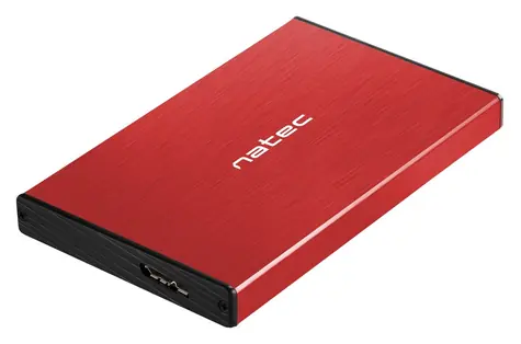Natec Rhino GO rot / Externes Gehäuse / 2,5" SATA HDD/SSD / USB 3.0 / Aluminium