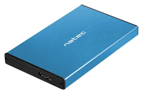 Natec Rhino GO blau / Externes Gehäuse / 2,5" HDD/SSD / USB 3.0 / SATA III / Aluminium