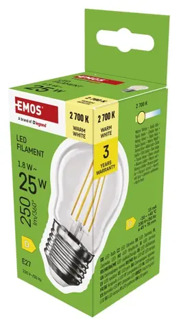 Emos LED-Lampe Mini Globe Glühfaden E27 1,8W-25W WW / LED-Lampe / warmweiß / 250 lm / Schutzklasse D