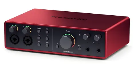 Focusrite Scarlett 16/16 4. Generation, rot-schwarz / Audio-Interface / 2x XLR-Kombianschluss / MIDI-Ein-/Ausgang / 24 Bit/192 kHz / USB-C