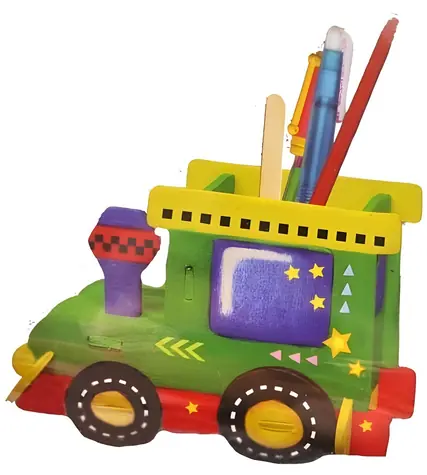 ARTLOVER 3D-Puzzle-Stiftehalter Auto / Sperrholz / Mit Buntstiften und Aufklebern