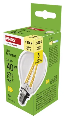 Emos LED-Glühbirne, 3,4 W, E14 / Ersatz für 40 W / warmweiß / 470 lm