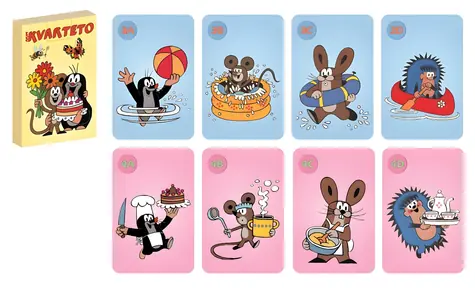 AKIM Kartenspiel Quartet Mole 3 / 32 Karten / Papierbox