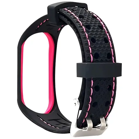 Beline Sportarmband schwarz-pink / Sportliches Silikonarmband / XIAOMI Mi Band 5, Mi Band 6