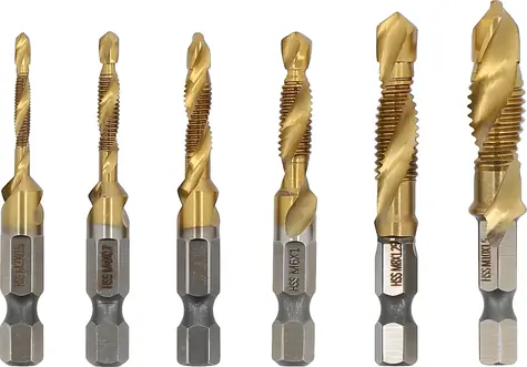 STHOR Bohrer-Set mit Gewindebohrer M3-M10 / Bohrer-Set / Sechskant 1/4" / 6-teilig