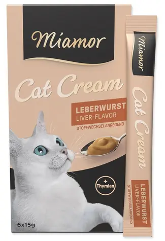 Miamor Creme mit Leber für Katzen / Ergänzungsfuttermittel / 6 × 15 g