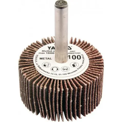 YATO Radial-Lamellenscheibe 40x20 P-150 / Radial-Lamellenscheibe / Körnung P150 / Schaftdurchmesser 6 mm