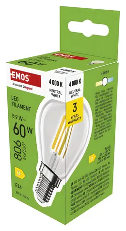 Emos LED-Filament-Mini-Globelampe 5,9 W E14 Neutralweiß / Ersatz für 60 W / 806 lm / 4000 K