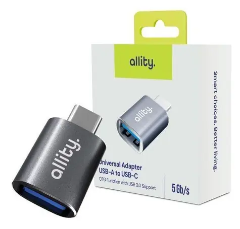 Allity ABA-102 grau / Adapter / USB-A - USB-C / 480 Mbit/s / 2,4 A