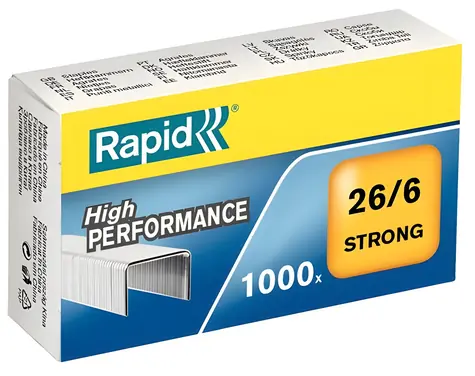 Rapid Strong 26/6 / Heftklammern / 1000 Stück / Bis zu 30 Blatt / Gelb