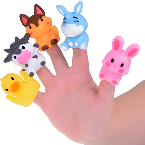 JOKOMISIADA Fingerpuppen-Set Bauernhoftiere 5-teilig / ab 12 Monaten
