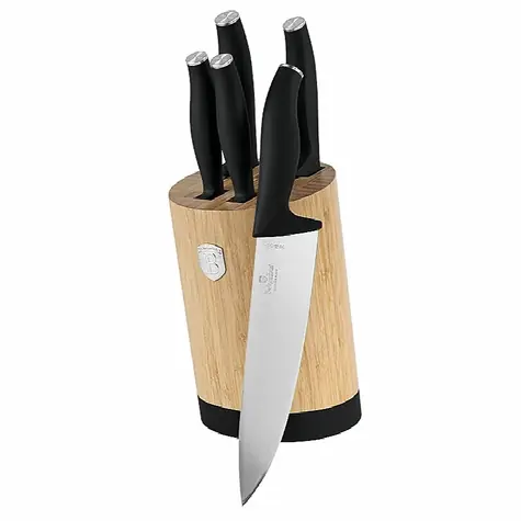 BERLINGERHAUS Messerset BAMBOO Matte Black Kollektion / Messerset mit Ständer / 6-teilig