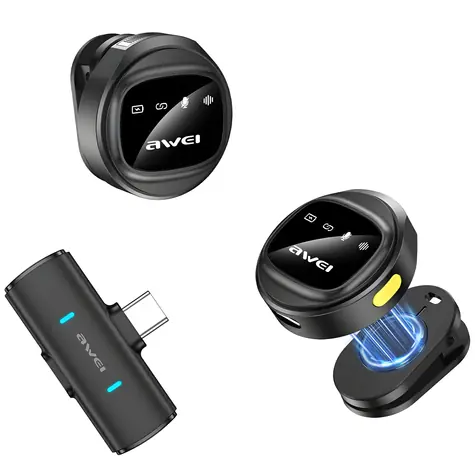 AWEI MK3 Duo schwarz / Ansteckmikrofon / kabellos