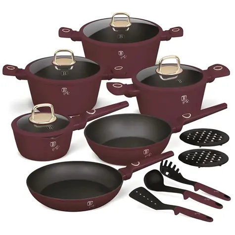 BERLINGERHAUS Leonardo Kollektion / Titanbeschichtetes Kochgeschirr-Set / 15-teilig