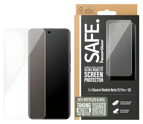 PanzerGlass SAFE Ultra-Wide Fit transparentes Schutzglas für XIAOMI Redmi Note 15 Pro+ 5G / Vollflächig klebend