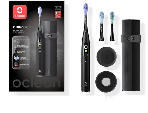 Oclean X Ultra 20er-Set AI Schwarz / Schallzahnbürste / KI-Sprachführung