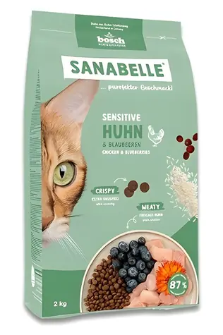 BOSCH Sanabelle Sensitive Huhn 2 kg / Granulat für Katzen / für ausgewachsene Katzen mit empfindlicher Verdauung