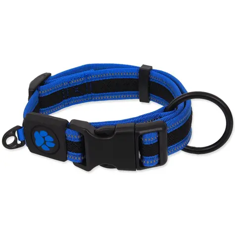 ACTIVE DOG Hundehalsband Fluffy M blau 2,5 x 33-48 cm / Nylonhalsband für Hunde / Reflektierende Elemente
