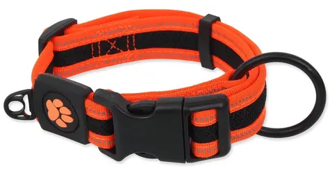 ACTIVE DOG Hundehalsband, flauschig, Größe M, orange, 2,5 x 33-48 cm / Nylonhalsband für Hunde / Reflektierende Elemente