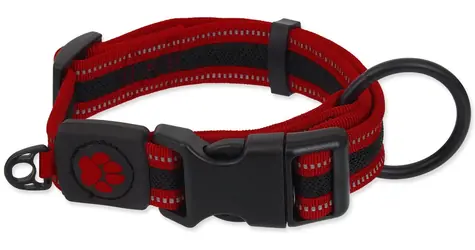 ACTIVE DOG Halsband, flauschig, Größe L, rot / Nylon / 3,2 x 39-59 cm / Reflektierende Elemente
