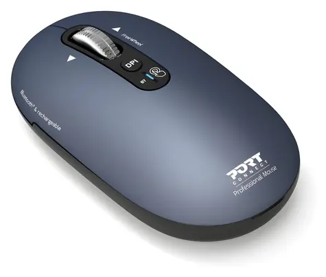 PORT CONNECT Reines MAC-Blau / Kabellose Lademaus / Bluetooth / Freilauf-Mausrad / 3200 DPI