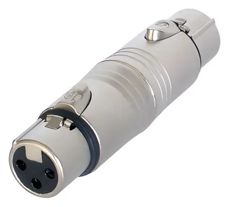 Neutrik XLR-Adapter silber / XLR 3-polig weiblich / XLR 3-polig weiblich / vernickelt