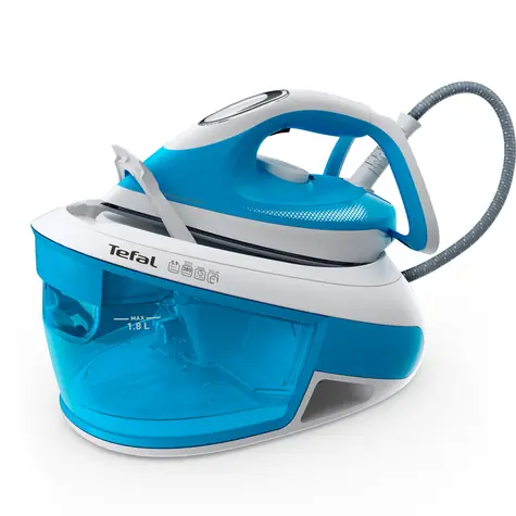 TEFAL Express Airglide SV8002 blau-weiß / Dampfbügelstation / 2800 W / 1,8 l / 120 g/min