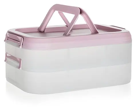 Partybox Culinaria mit rosa Deckel / Lebensmittelbehälter / 40 x 28 x 17,8 cm / Kunststoff