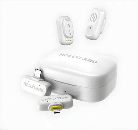 Hollyland LARK A1 Combo Elfenbeinweiß / Drahtloses Mikrofonsystem / USB-C + Lightning-Empfänger / Ladehülle