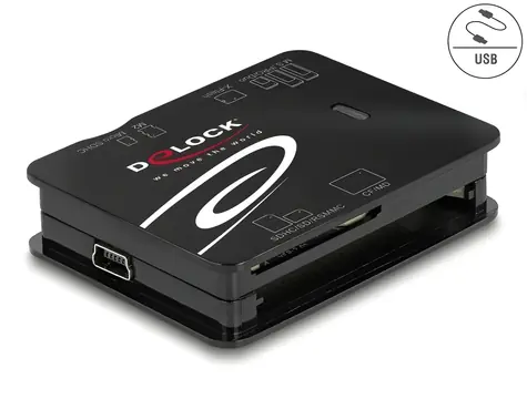 DeLock USB 2.0 Speicherkartenleser 6-in-1 / Kartenleser / CF, SD, microSD, MS, xD, M2