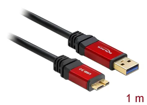 DeLock Kabel USB 3.0 Typ-A - Micro-B Premium 1,0 m / Kabel / USB 3.0 / Micro-B