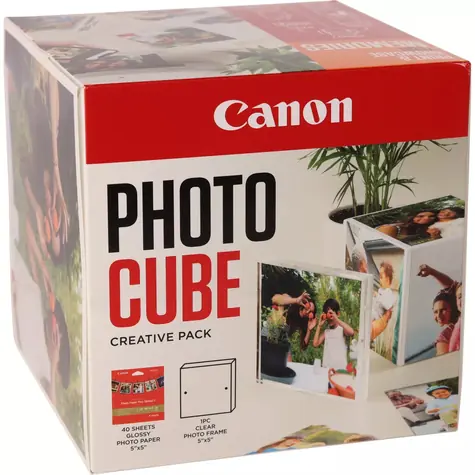 Canon PP-201 Fotowürfel Creative weiß/orange / Fotopapier / glänzend / 13 x 13 cm / 40 Stück