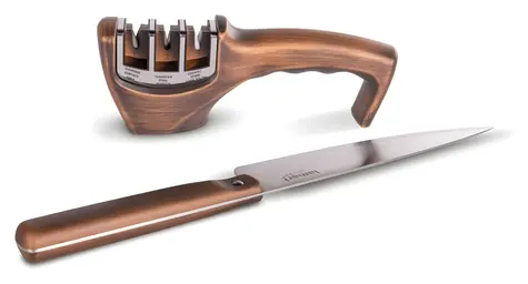 Lamart RETRO LT2156 / Messer- und Schärfset / 3-stufiger Schärfgerät / Messer mit 20 cm Klinge